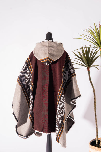 WOOL OPEN PONCHO - CHICHA